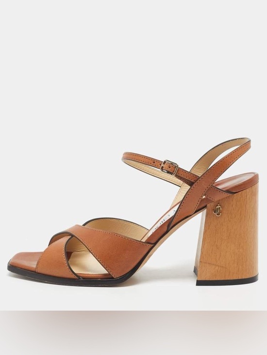 Jimmy Choo Shoes - Jimmy Choo Tan Leather Block Heel Sandals